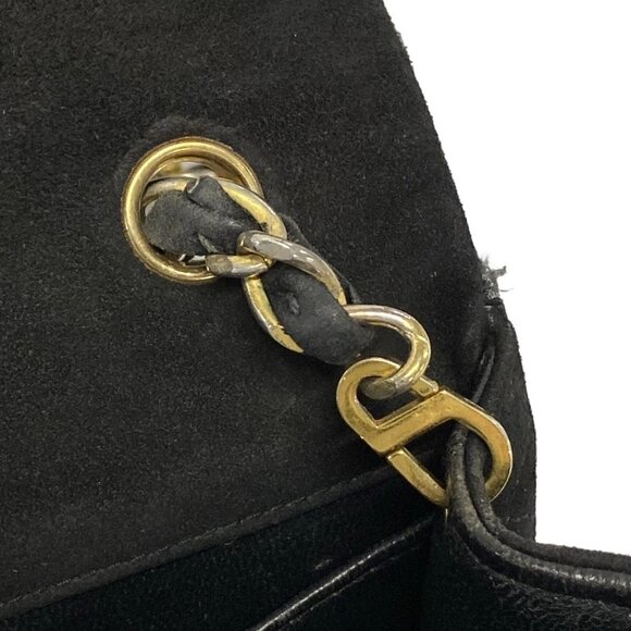 Auth CHANEL Mini Matelasse Black Suede Shoulder Bag Gold hardware - Picture 10 of 15